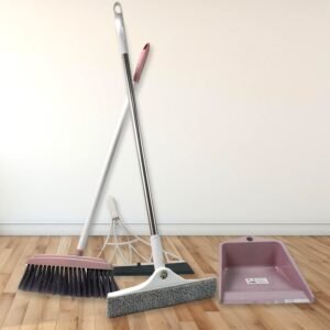 Dustpan, Kitchen Wiper, Window Cleaning Squeegee Tool & Broom Brush (4 Pcs