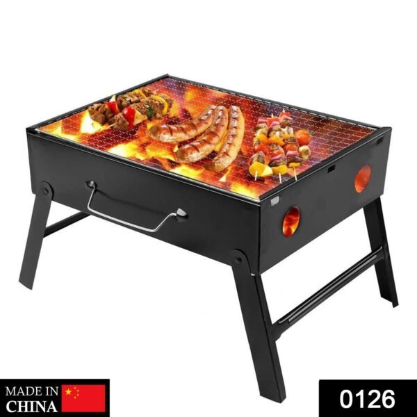 Folding Barbeque Charcoal Grill Oven (Black, Carbon Steel) - Image 2