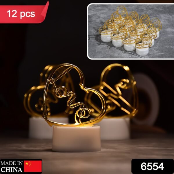 Set of 12 Multicolor Flameless Heart Candles for Decoration - Image 2