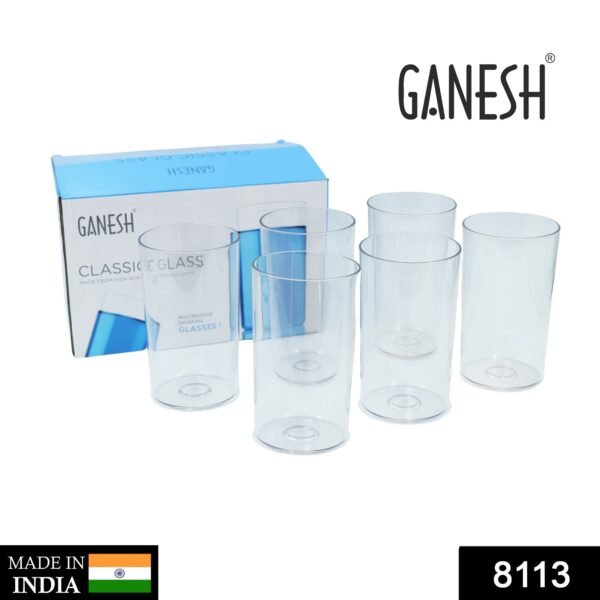 Ganesh Classic Plastic Glass Set of-6 (Each Glass 350ml) - Image 2