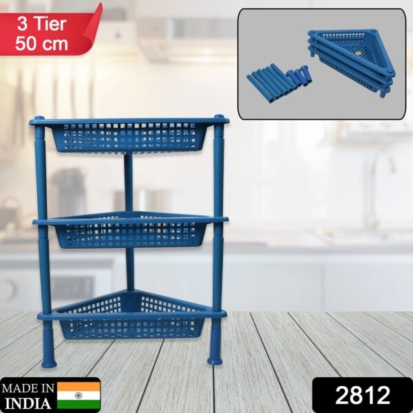 Triangle 3-Tier Plastic Storage Rack for Kitchen, Bathroom & Office - Image 2