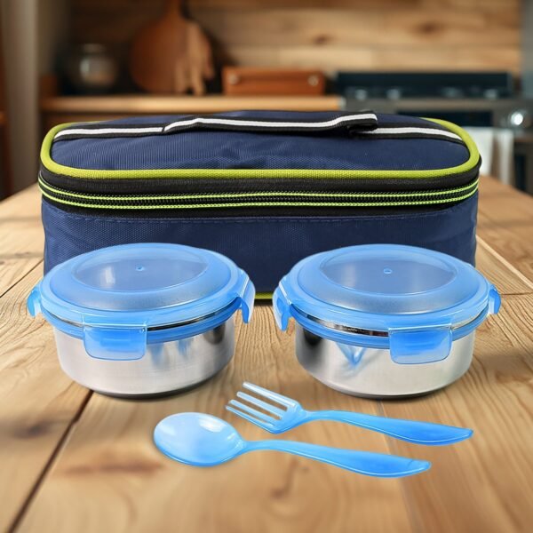 Bite Lunch Box, with Insulated Fabric Lunch Bag & Plastic Spoon, Fork - Image 4