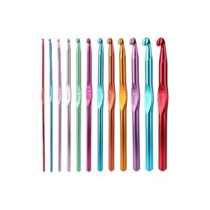 Aluminium Multicolor Knitting Needles, Crochet Kit (12 Pcs Set)