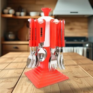 Classic Cutlery Set for Dining Table Stainless Steel 24-Piece Set With Stand (1