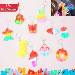 Compact Pop It Keychain ? Fun Stress Relief Fidget Toy (1 Pc | Mix Design)