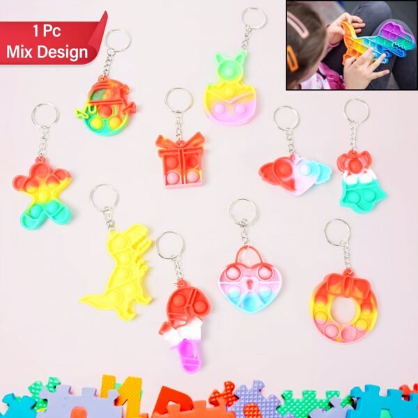 Compact Pop It Keychain ? Fun Stress Relief Fidget Toy (1 Pc | Mix Design)