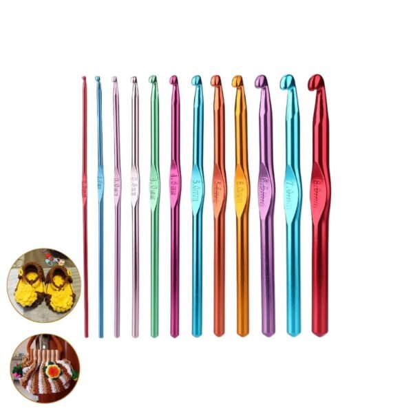 Aluminium Multicolor Knitting Needles, Crochet Kit (12 Pcs Set) - Image 5