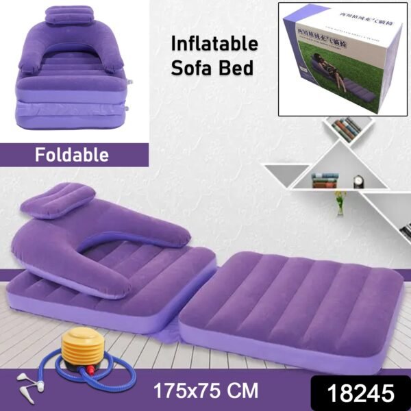 2 in 1 Air Mattress & Lounger, Portable Inflatable Mattress Air Sofa With Air - Image 2