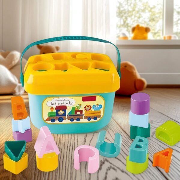 Baby First Block Set for Kids Non-Toxic Abcd Geometric Shape Sorting & Stacking - Image 4