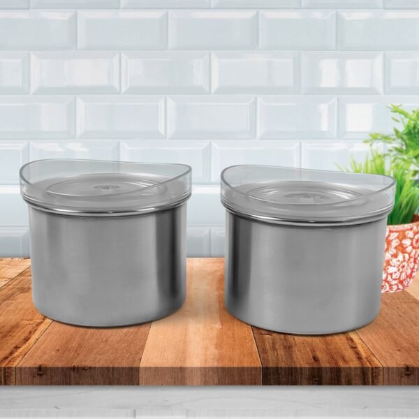 Multipurpose Stainless Steel Airtight Containers with See Through Lid (2 Pc /
