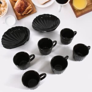 Sweet Buzz 8-Piece Seashell Ceramic Cup Set ? Ideal for Home & Gifts