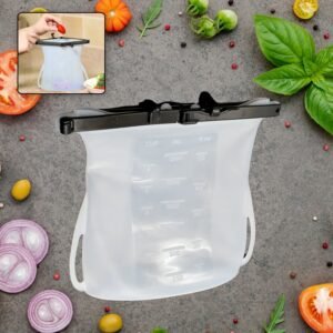 Reusable Silicone Food Storage Bag Set Leakproof Lock Reusable Flat Bottom
