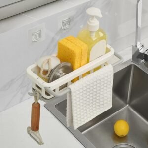 Multipurpose Platic Hanging Drain Rack Retractable Sponge Storage Hanging Rack