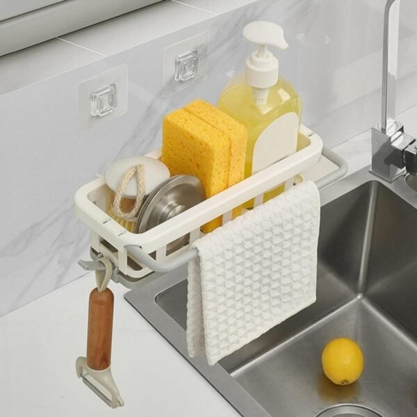 Multipurpose Platic Hanging Drain Rack Retractable Sponge Storage Hanging Rack