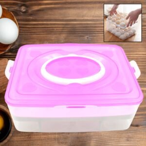 2Layer, 32 Grid Egg Tray with Lid Egg Carrier Holder for Refrigerator, Camping
