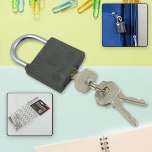 Iron lock, Brass Core and Thickened Black Iron Door Lock With 3 pc Keys for