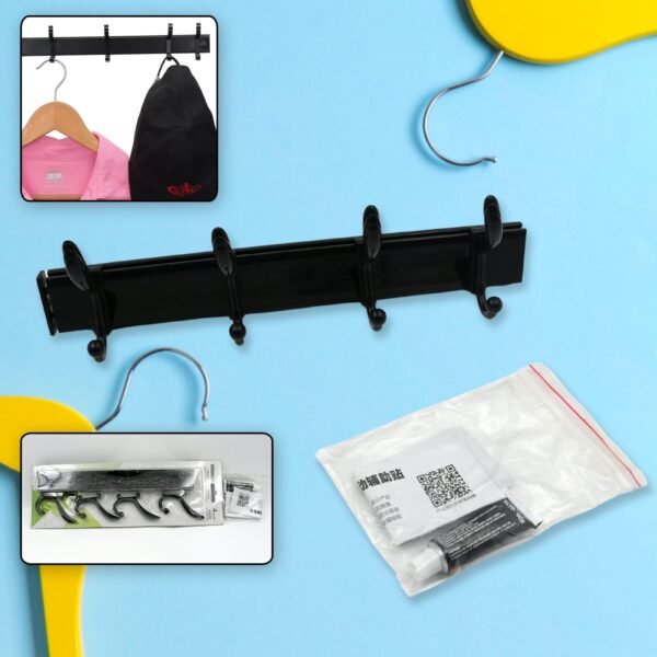 Extra Long 4-Hook Wall Coat Hanger with Eco Adhesive - Image 2