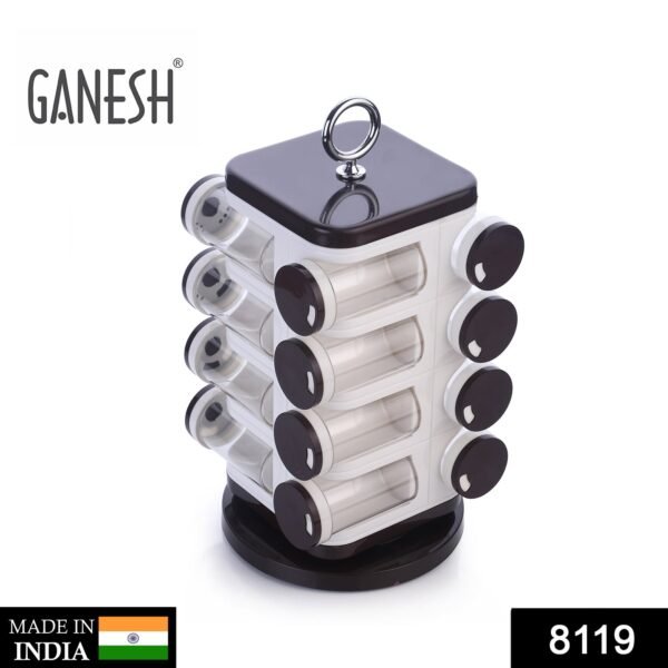 Ganesh Multipurpose Revolving Spice Rack With 16 Pcs Dispenser each 100 ml - Image 2