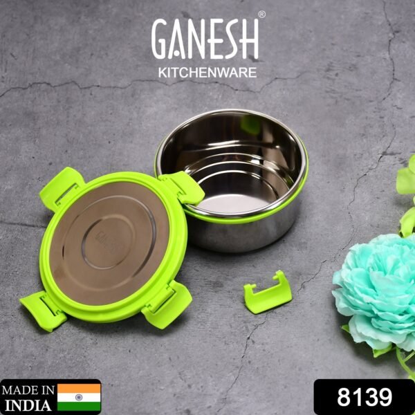Ganesh Solo round 400 Stainless Steel Leak proof airtight Lunch Pack for Office - Image 2