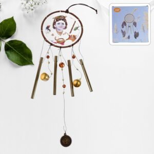 Krishna Medallion Dream Catcher Wind Chime Pendant Wall Hanging - Spiritual