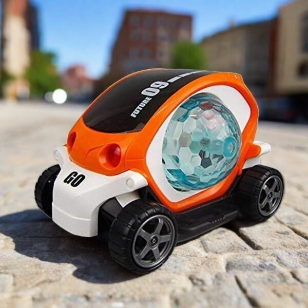 360? Rotating Stunt Car Toy ? Bump & Go with 4D Lights, Music & Disco Ball (1