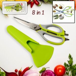 Multi-Purpose Kitchen Shears with Magnetic Holder, Stainless Steel, Red