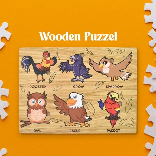 Wooden Bird Puzzle Learning Educational Board (1 Set / 28 x 20 Cm)