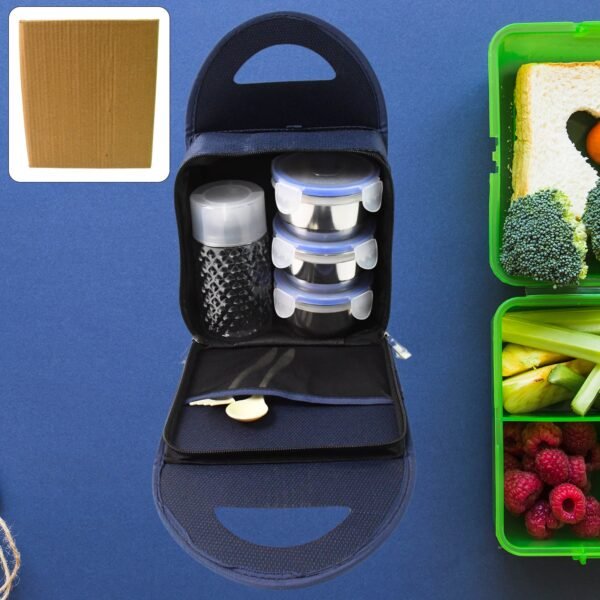 Compact Stainless Steel Airtight Lunch Box Set - 4 pcs (3 Leakproof Containers - Image 3