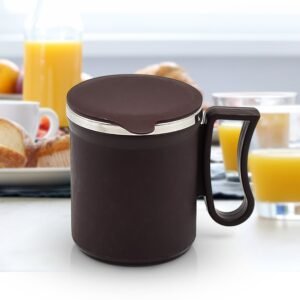 Coffee Mug with Lid and Handle-Plastic Covered Stainless Steel Mug (Random