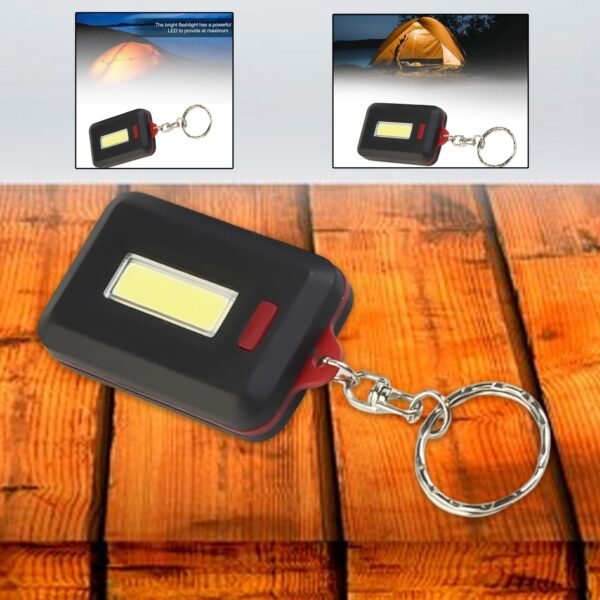 LED Keychain COB Light with Hook & Loop Sticker. 3 Light Modes (1 Pc / Battery