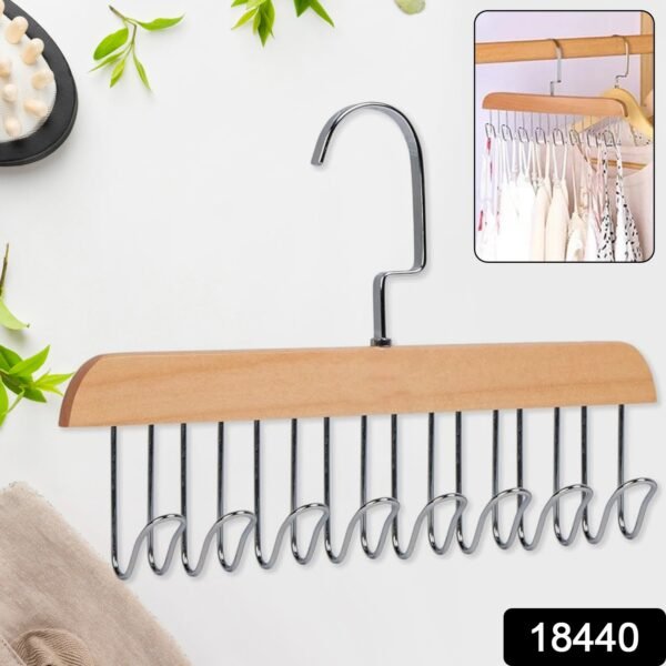 Space Saving 8 Hooks Wooden Hangers (1 Pc) - Image 2