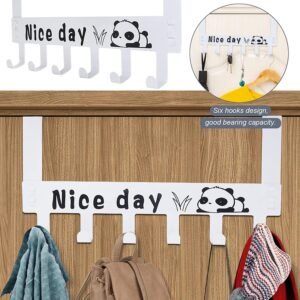 Heavy-Duty Carbon Steel Over Door Hook Rack for Towels & Coats (1 Pc, 6 Hooks)