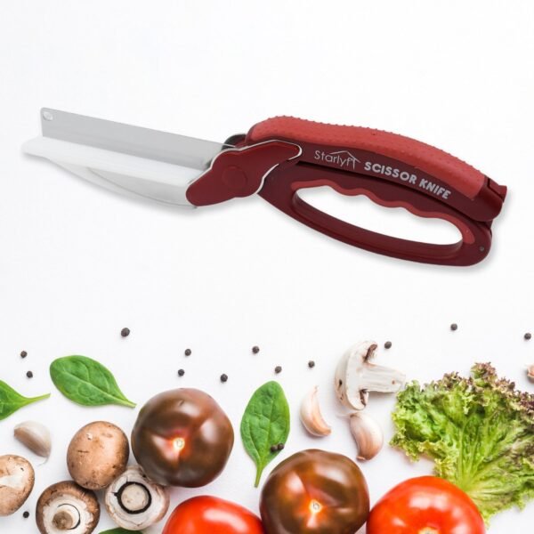 2 in 1 Kitchen Knife Scissor with Spring Locking Hinge and Chopping Board (1 Pc - Image 3
