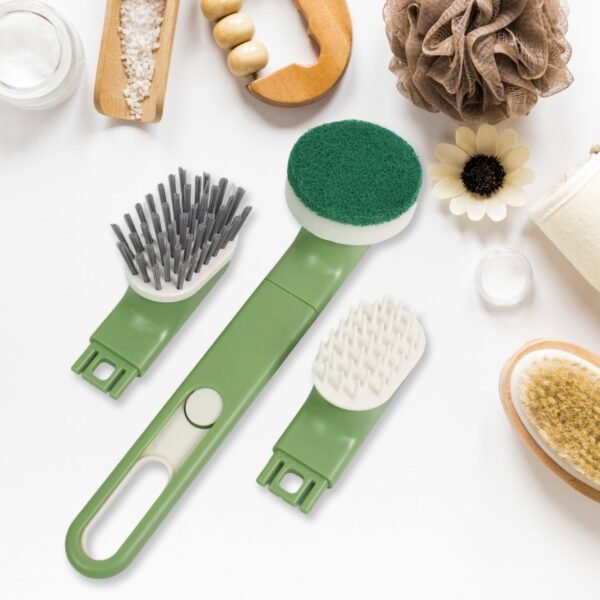 Dish Brush Set with Handle, Replacement Heads, Drain Tray in Kitchen (9 Pcs Set) - Image 3