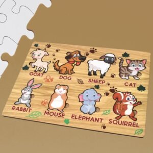 Wooden Animal Puzzle Learning Educational Board (1 Set / 28 x 20 Cm)