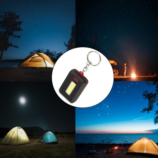 LED Keychain COB Light with Hook & Loop Sticker. 3 Light Modes (1 Pc / Battery - Image 3