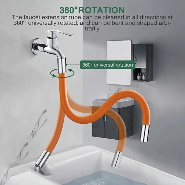 Flexible Water Tap Extender, Universal Foaming Extension Tube with Connector, - Image 3