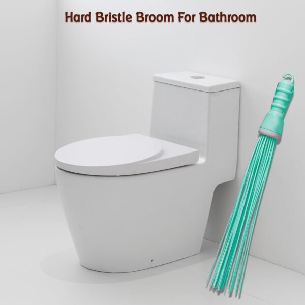 Plastic Hard Bristle Broom for Bathroom Floor Cleaning and Scrubbing, Wet and - Image 3
