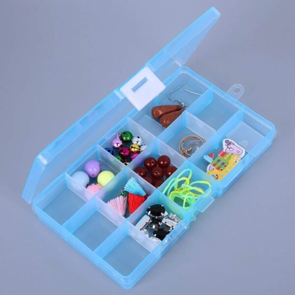 15-Grid Clear Plastic Jewelry Organizer Box with Dividers (1 Pc) - Image 4