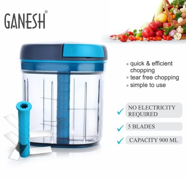Ganesh Master Chopper with 5 Stainless Steel Blades, XL Large Jumbo Chopper - Image 3