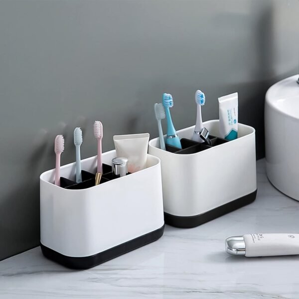 6 Compartment Multi Purpose Organizer Toothbrush Holder Stand Plastic Caddy (1 - Image 4