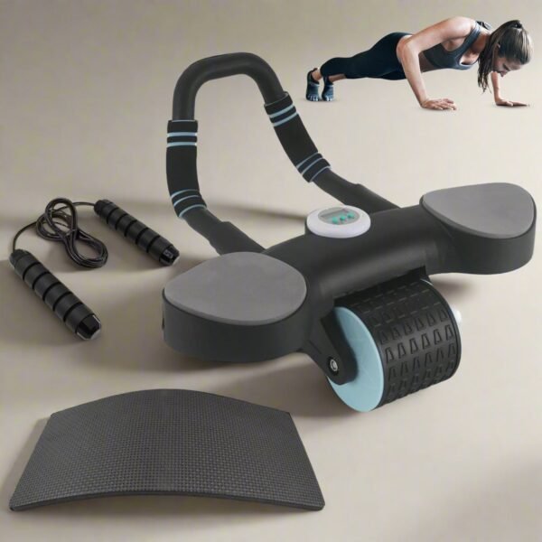 Abdominal Wheel Roller Widened Elbow Support Roller with Timer & Skipping Rope