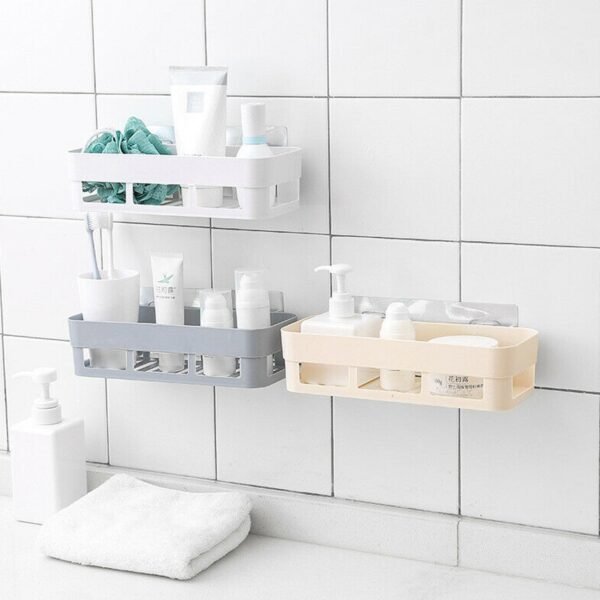 ABS Plastic Shower Corner Caddy Basket Shelf Rack with Wall Mounted Suction Cup - Image 3