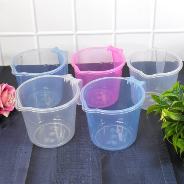 Plastic Round Transparent Bath Water Mug (5 pc / Mix colour / 1200 ML) - Image 4