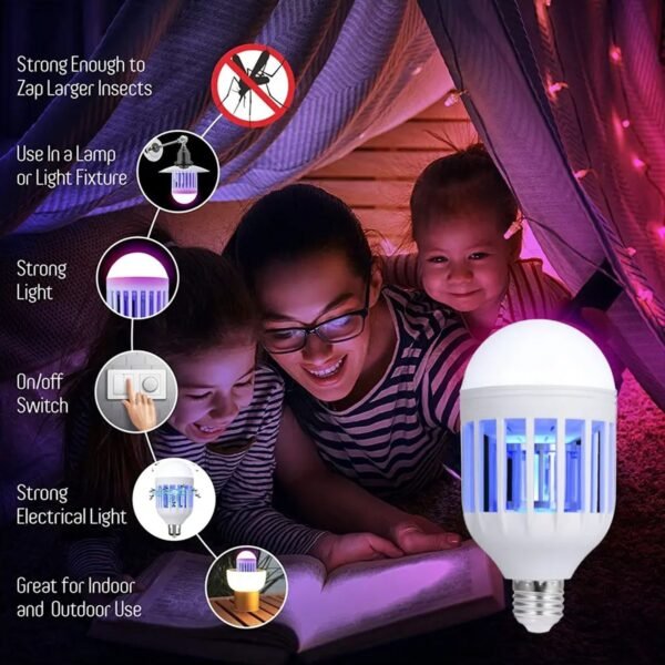 15W Mosquito Killer Lamp ? E27 LED Zapper for Flying Insects & Moths - Image 3