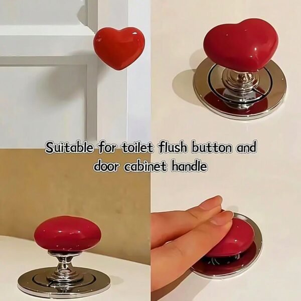 Multipurpose Cabinet Door Handle Drawer, Heart-shaped Knob Pulls Toilet Press - Image 4