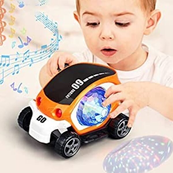 360? Rotating Stunt Car Toy ? Bump & Go with 4D Lights, Music & Disco Ball (1 - Image 3