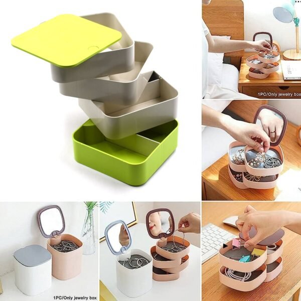 4 Layers Jewelry Box, 360 Degree Rotating Jewelry Box, Jewelry and Earring - Image 3