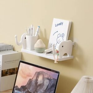 Multifunctional Elephant-Shaped Wall Shelf ? No-Punch Mini Organizer for