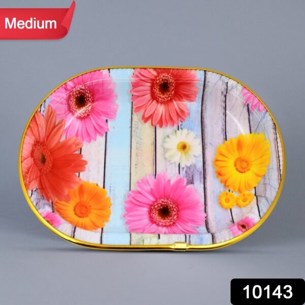 Medium Plastic Flower Printed Design Serving Tray (1 Pc / 31 x 21 CM / Mix - Image 2